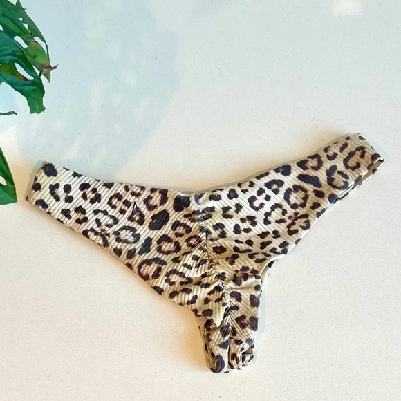 Leopard Print Ribbed Bikini Set Boys + Arrows Lace Up Top Medium / Bottom Small - Picture 5 of 8
